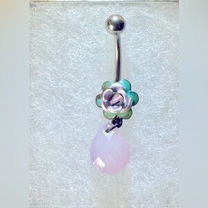 Floral Green and Purple Belly Ring